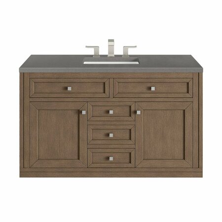 James Martin Vanities Chicago 48in Single Vanity, Whitewashed Walnut w/ 3 CM Grey Expo Quartz Top 305-V48-WWW-3GEX